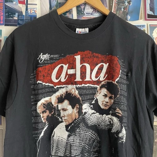 Hanes Vintage 1980s a-ha Band Graphic T-Shirt Black 100% Cot 1980s vintage concert t-shirt, vintage, single stitch, B+ condition
