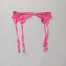 Victoria's Secret Hot Pink Lacey Garter Belt With Gemstone Hearts Size XS/S