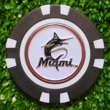 MLB Miami Marlins Magnetic Poker Chip w/ Removable Golf Ball Marker New