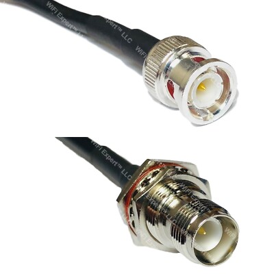 RFC240UF BNC MALE to RP-TNC FEMALE BULKHEAD RF Cable FAST-SHIP LOT