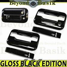 2004-2014 Ford F150 Std/Ext Cab GLOSS BLACK 2 Door Handle COVERS No PSK+Tailgate