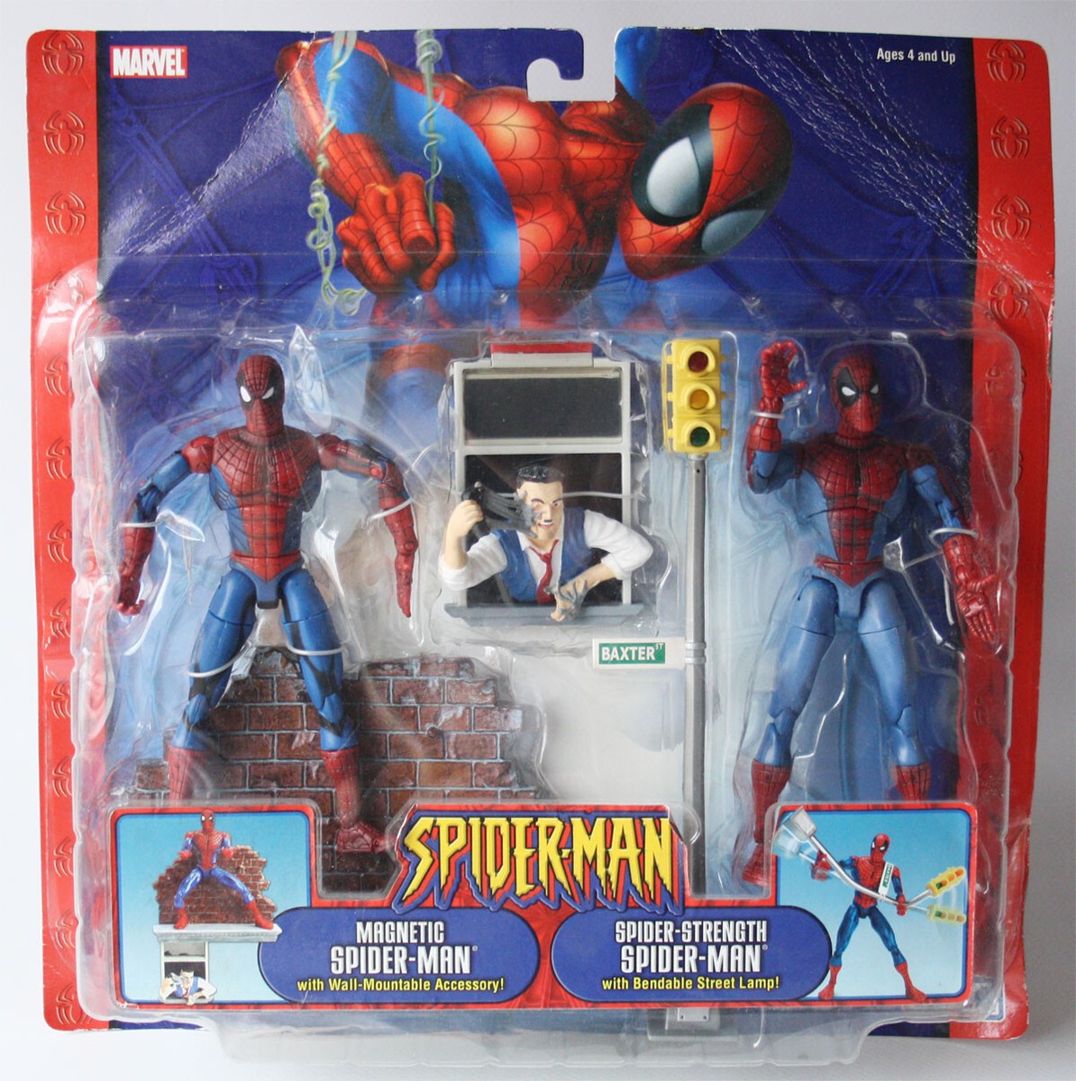SPIDERMAN 2005 SPIDER STRENGTH + MAGNETIC SPIDER MAN DOUBLE FIGURE