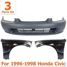Front Bumper Cover Primed W Fascias Fender Rh N Lh Kit For 1996-1998 Honda Civic