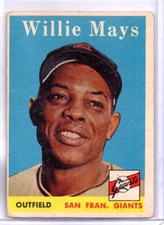 Willie Mays 1958 Topps Card #5 - VG-VGEX VINTAGE 1950S HOF MVP 1043