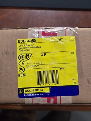 SQUARE D - EDB34030 - TYPE EDB - 30A, 480V, 3 POLE, 3 PHASE BOLT-IN BREAKER