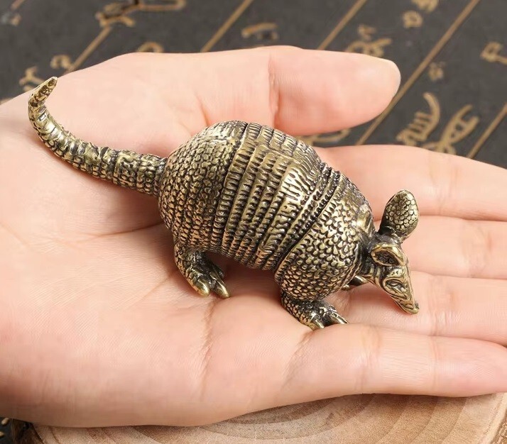 Brass Rat Opossum Animal Statue Small Sculpture Figurine Office