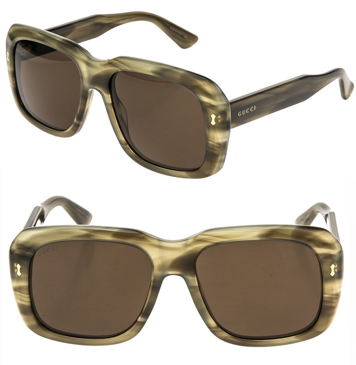 GUCCI GG0049 0049 Classic Bold Brown Havana Stripe Bold 