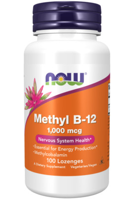NOW Foods Methyl B-12 1,000 mcg 100 Lozenges Nervous System 3/27EXP
