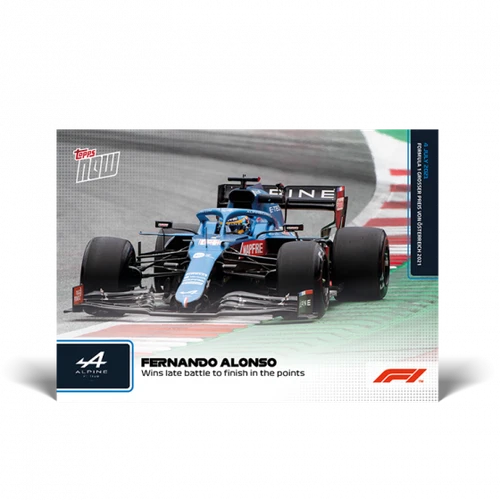2021 TOPPS NOW F1 #31 FERNANDO ALONSO - WINS LATE BATTLE TO FINISH IN THE POINTS