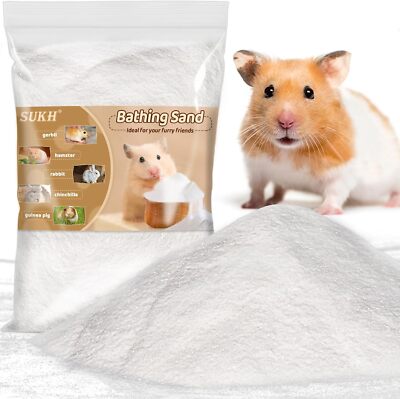 Sukh 14 OZ Hamster Sand Bath - Whit Fine Sand Hamster Bedding Reptile Silica....