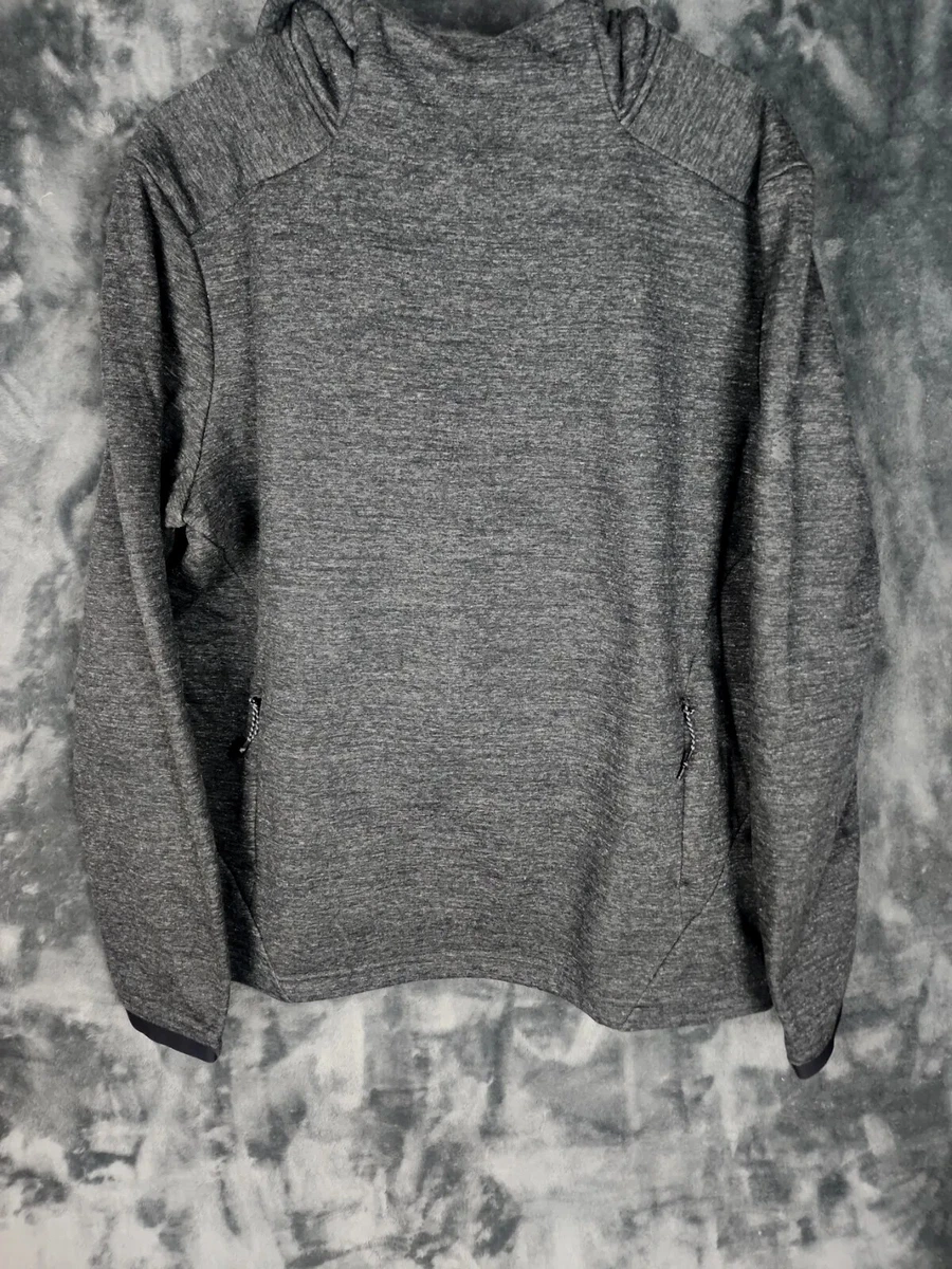 MENS Pullover Hoodie FLX Active Outdoor Comfort FLEECE Black Zipper Pocket LARGE