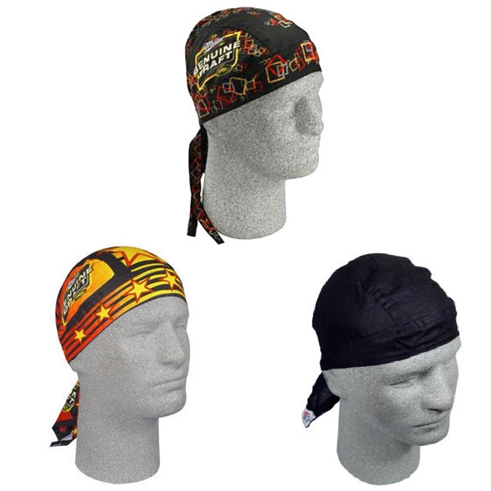 Headwrap Durag Doo Rag Biker Lot Set of 3 MGD Miller Genuine Draft Beer ...