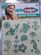 Savvi Skin Sugar GlitterTattoos 20 CT Made In USA Ages 6 Light Blue Temporary 