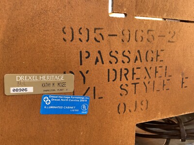 Vintage Drexel Heritage Passage 2 Door Drawer Lited TV Cabinet