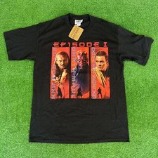Vintage STAR WARS EPISODE 1 ONE OBI-WAN QUI-GON DARTH MAUL BLACK T-shirt Large