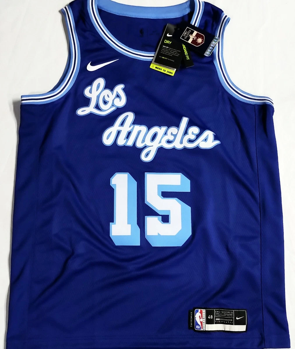 NWT-48/L SAUCESAMPLER # 15 LA LAKERS BLUE HWC AUTHENTIC SWINGMAN NBA NIKE  JERSEY