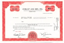 Curl-Up and Dry, Inc. 1968 Delaware stock certificate