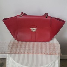 Alberta Di Canio Red Leather Tote Purse Handb...