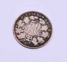 M&uuml;nze Coin 50 Pfennig Kaiserreich J&auml;ger Nr.8 1877 E Silber Sehr Sch&ouml;n
