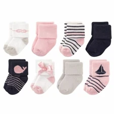 Luvable Friends Socks, 8-Pack, Girl Sailboat