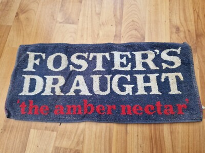RARE VINTAGE FOSTERS DRAUGHT THE AMBER NECTAR PUB BAR BEER TOWEL BREWERIANA