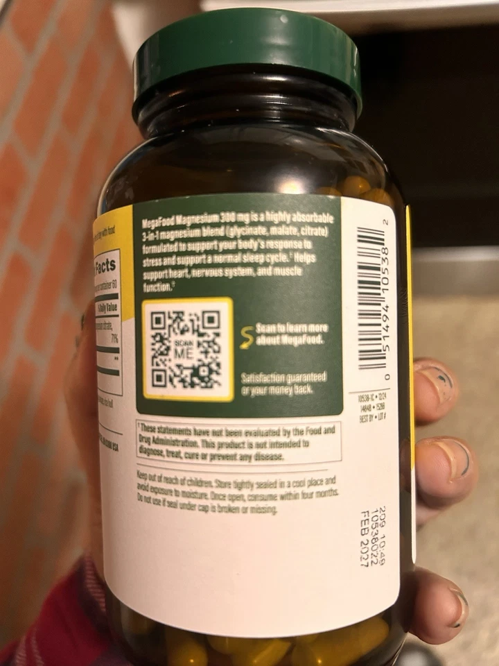 Magnesio 300 mg, 120 cápsulas de MegaFood Exp 9/26 glicinato, malato, citrato  Foto 3 de 3