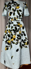 Oscar de la Renta Size 0 Silk Blend Light Blue Floral A-Line Belted Dress