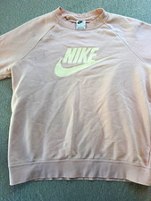 Nike Sportswear Pink Pullover Crewneck Fleece Logo Graphic Sweatshirt Sz M