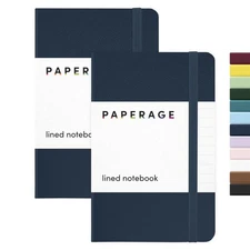 PAPERAGE Lined Pocket Journal Notebook, 2 Pack, (Navy), 160 Pages, Small Note...