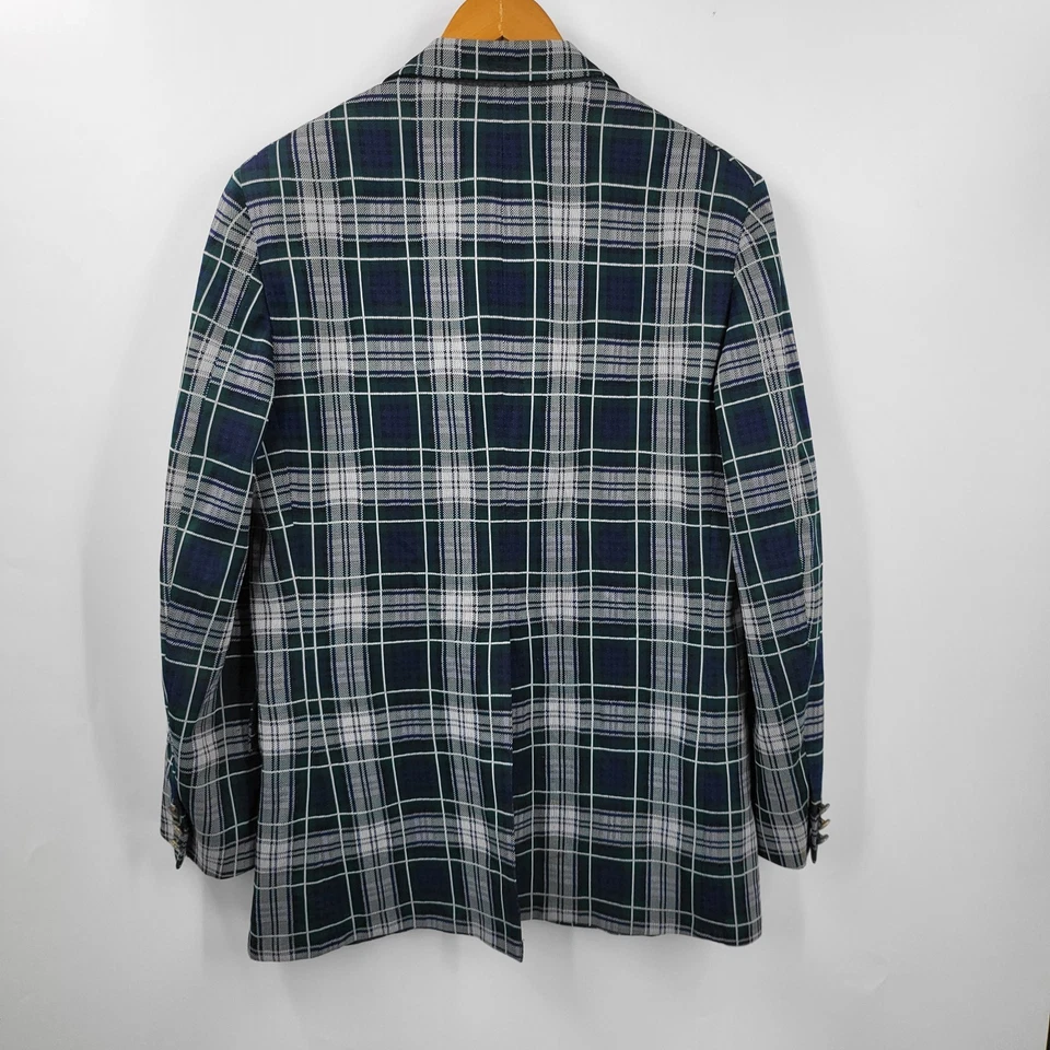 Abrigo Blazer Deportivo a Cuadros IZOD LTD De Colección Años 80 Verde Azul (Sin Forro) SIN TALLA Foto 2 de 4