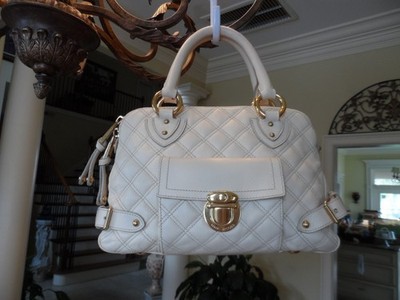 Marc Jacobs Ivory Cream Leather Quilted Handbag
