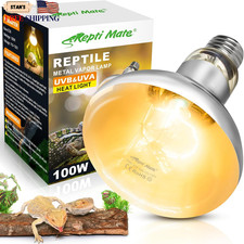 100W Reptile Heat Lamp Bulbs Full Spectrum UVA/UVB Reptile Light Bulb and Bas...