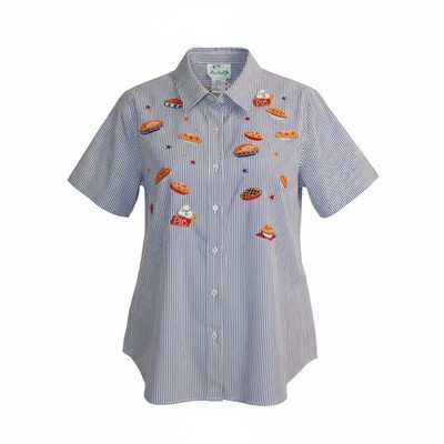 The Quacker Factory Women s 1X 90s Y2K Embroidered Sweet as Pie Shirt
