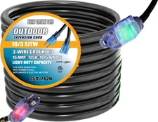 25FT 10/3 Extension Cord – Contractor Grade 10 Gauge Heavy Duty Power Cord with