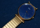 Vintage Seiko Mens Watch Blue Dial Gold Tone Watch and Band