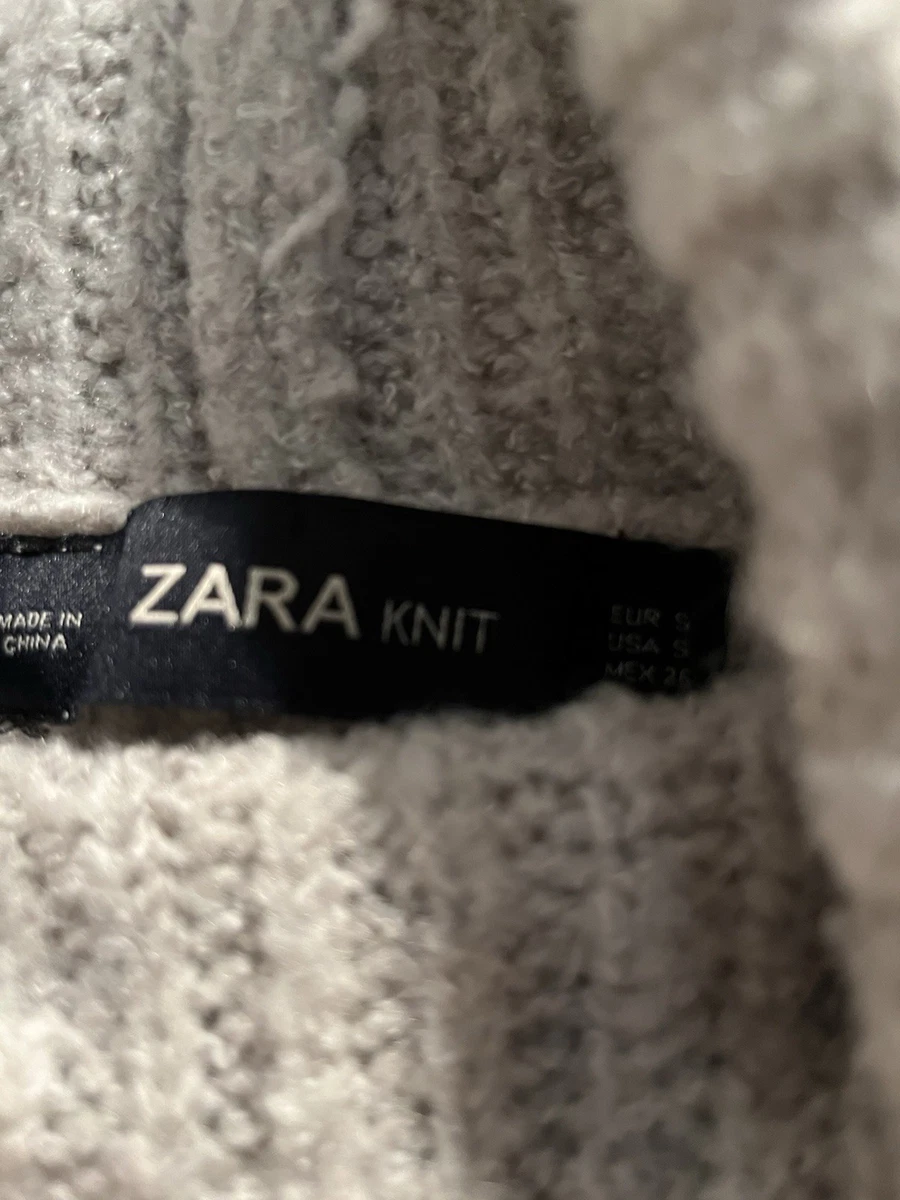 Zara  light Grey Chunky Knit roll neck Long Sleeve oversized Jumper Size S