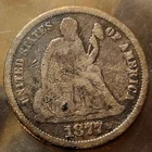 CARSON CITY 1877 cc  Seated Liberty Dime Silver 10C vg up