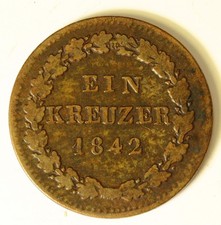 NASSAU (German State) 1 Kreuzer 1842 - Copper - Adolph - VF- - 585