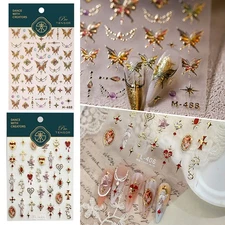 Decorative Nail Art Stickers Paper 3D Butterfly Design for Nail Tips Manicure