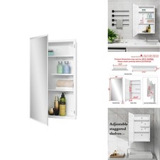Fundin White Medicine Cabinet Recessed Or Surface Mount, Bathroom Medicine
