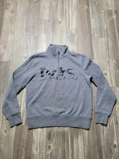 Michael Kors Pullover Sweater Mens Medium Gray Quarter Zip MK Logo Fleece Casual