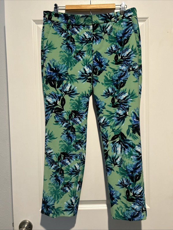 Banana Republic Avery Ankle Pants Womens Size 10 Green Tropical Floral