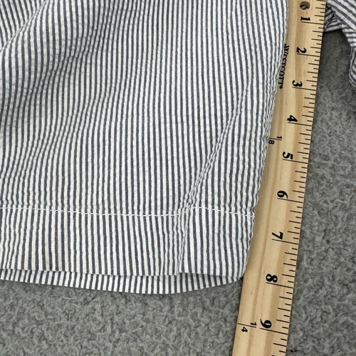 J Crew Seer Sucker Shorts Men 32 8" Inseam Grey White Striped Flex Chino Preppy - Picture 6 of 16