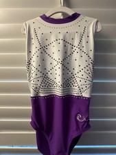HIGO leotard GYMNASTICS DANCE size adult small AS PURPLE white MESH fancy back