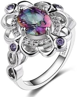 Real Mystic Rainbow Topaz 925 Sterling Silber Ring Amethyst Verlobungsringe Für 