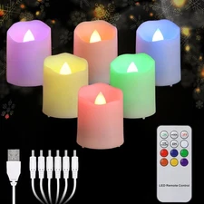 6 Pack Rechargeable Color Changing Tea Lights Candles with Remote Flameless