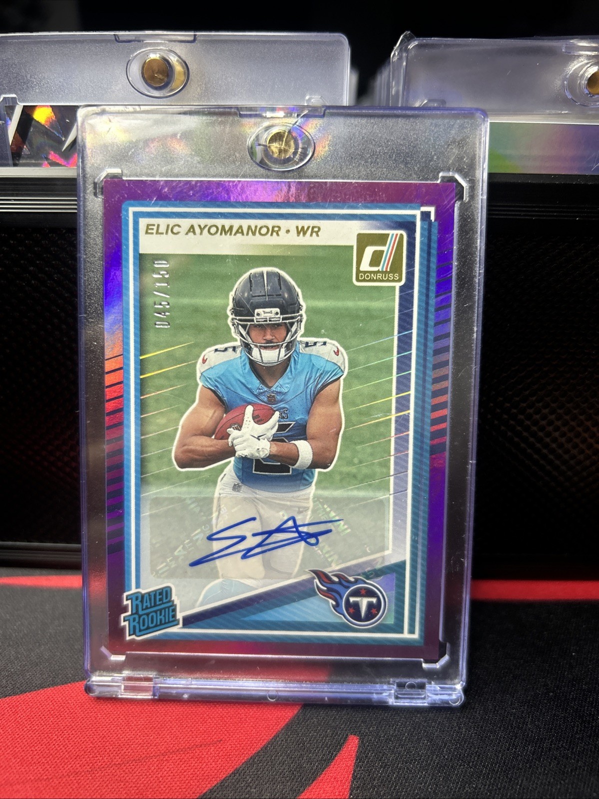 2025 Donruss Rated Rookie Autographs Purple #339 Elic Ayomanor RC AUTO /150