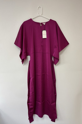 Women's Monsoon Purple Kara Kimono Sleeve Satin Midi Dress Size Large
