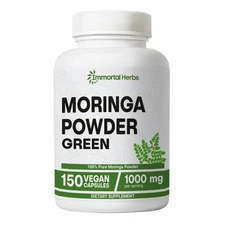 Immortal Herbs Moringa Capsules 1000mg Strength 201 Pure Moringa Leaf Powder ...