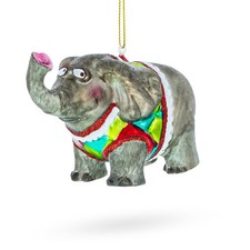 Circus Elephant Trumpeting Blown Glass Ornament